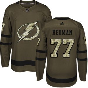 Herren Tampa Bay Lightning Eishockey Trikot Victor Hedman #77 Authentic Grün Salute to Service